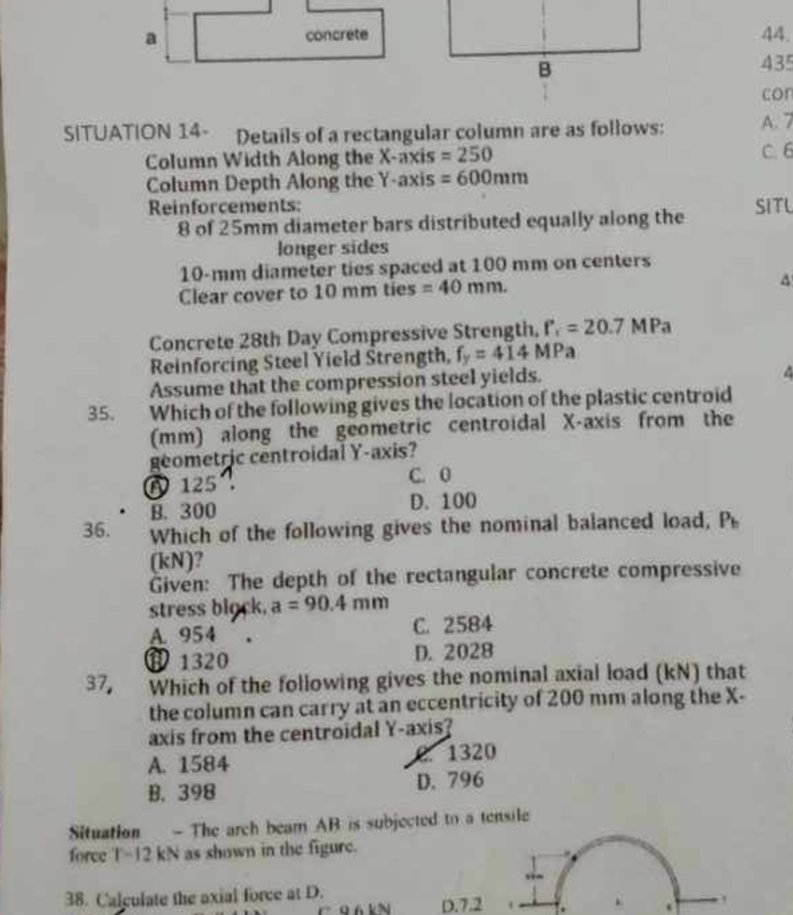 SITUATION 1 4 . Details of a rectangular column