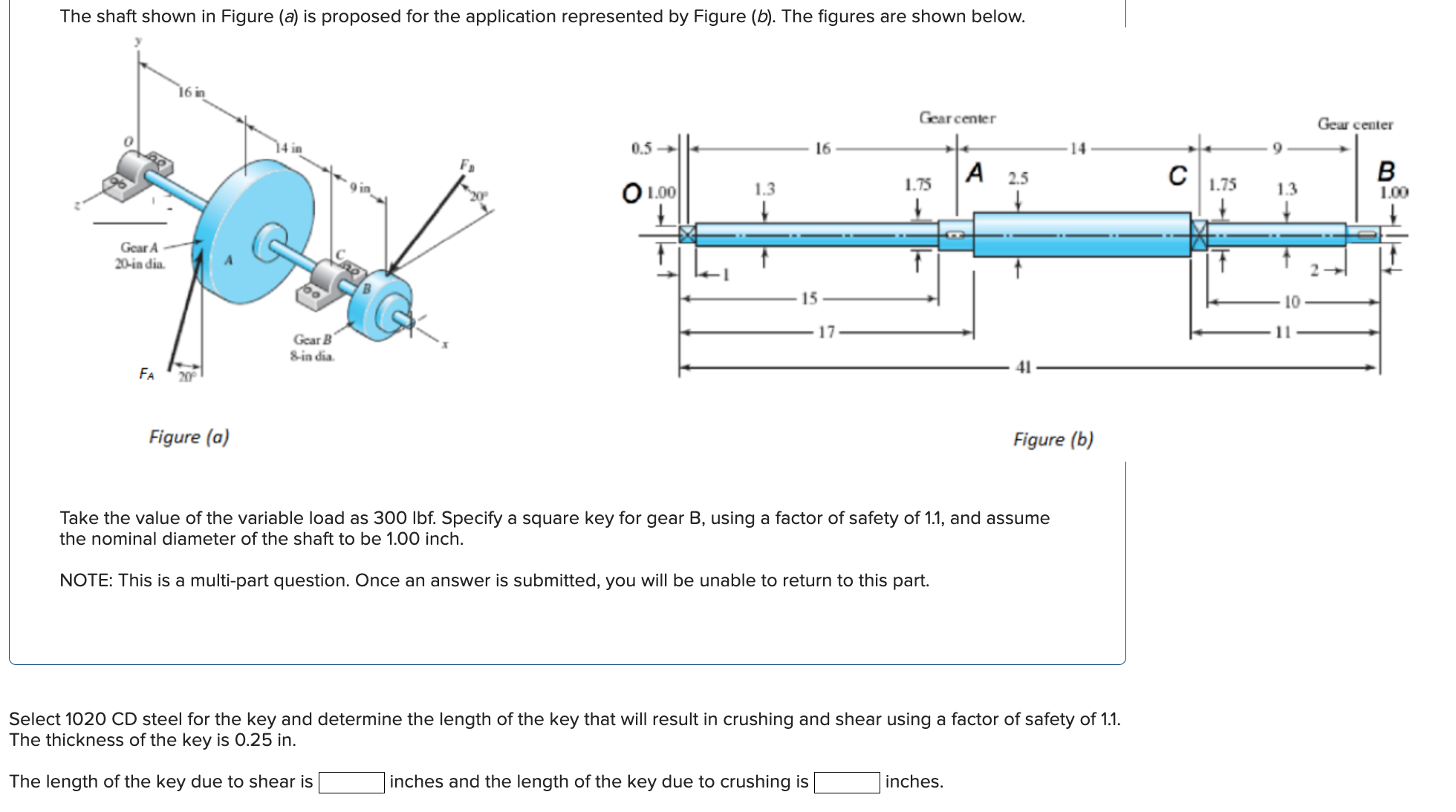 Take the value of the variable load as 3 0 0 Ibf