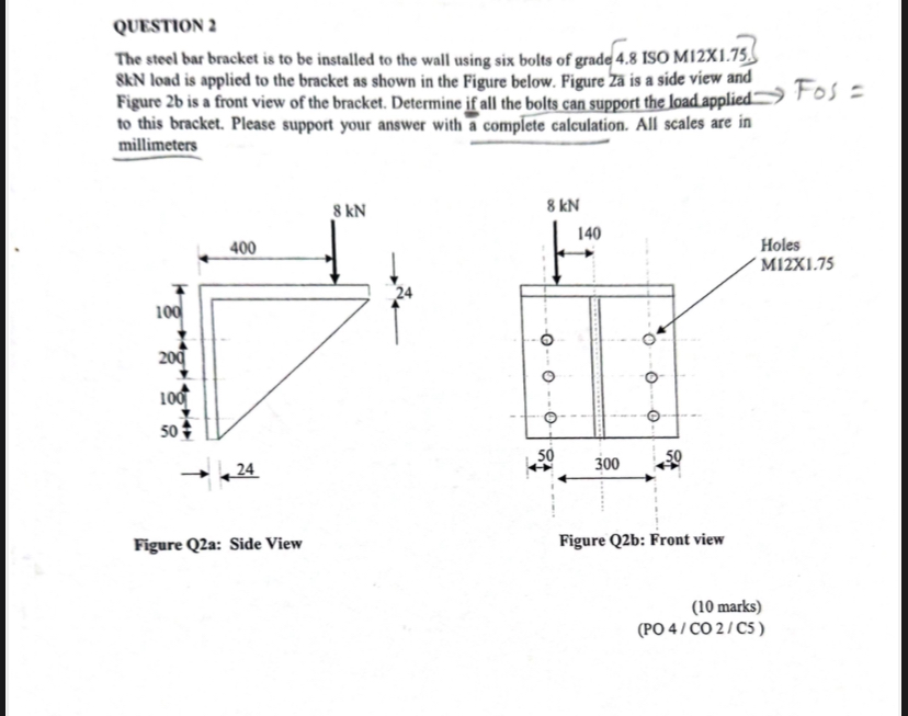 QUESTION 2 The steel bar bracket is to be