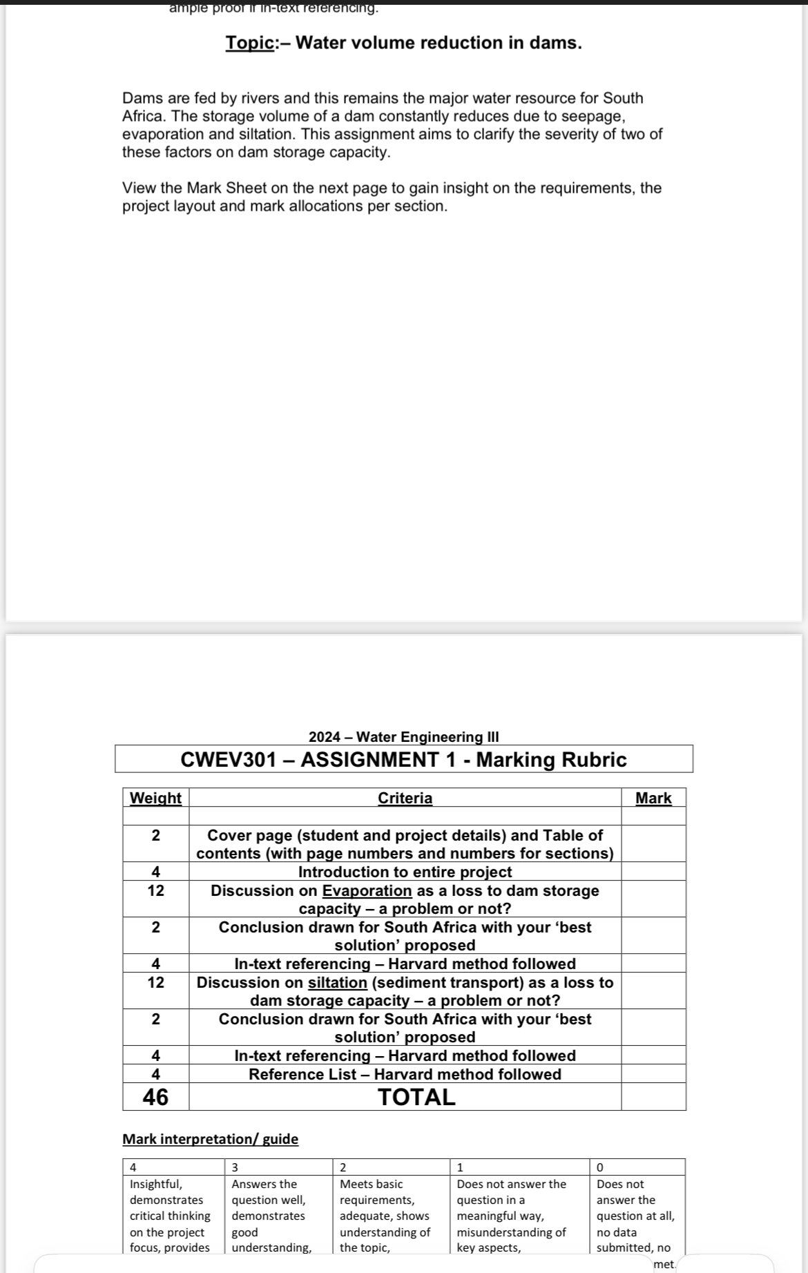 ample proornin - text rererencing. Topic: - Water