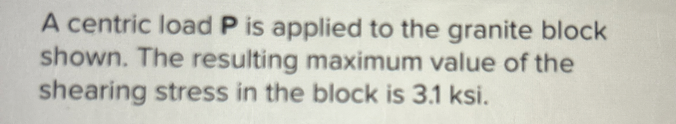 A centric load P is applied to the granite block