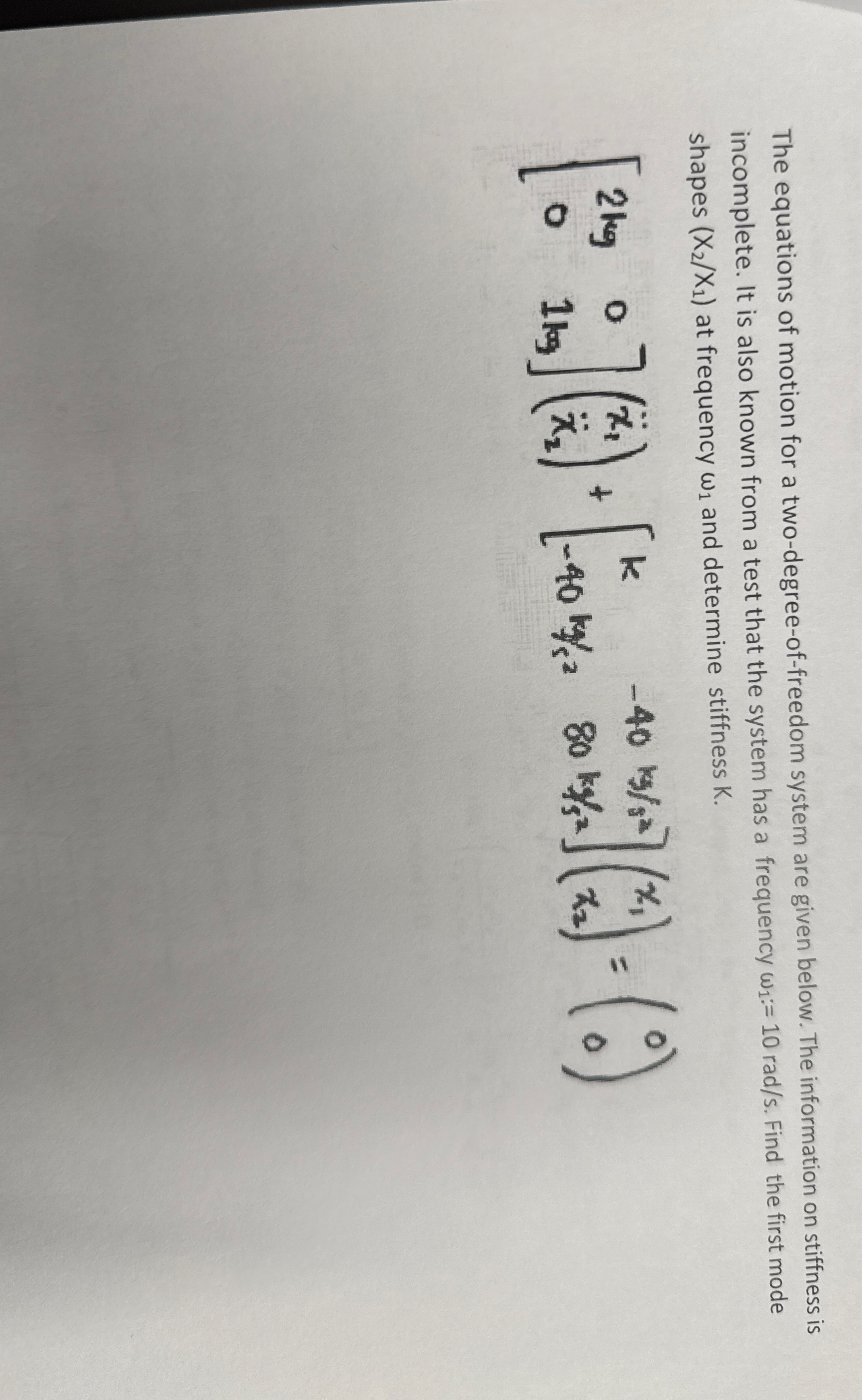 The equations of motion for a two - degree - of -