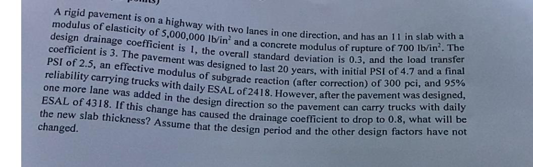 A rigid pavement is on a highway with two lanes