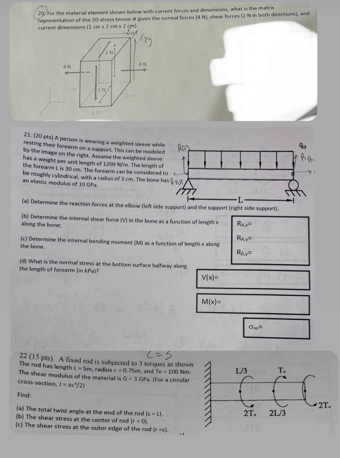 For the material element shown below with current