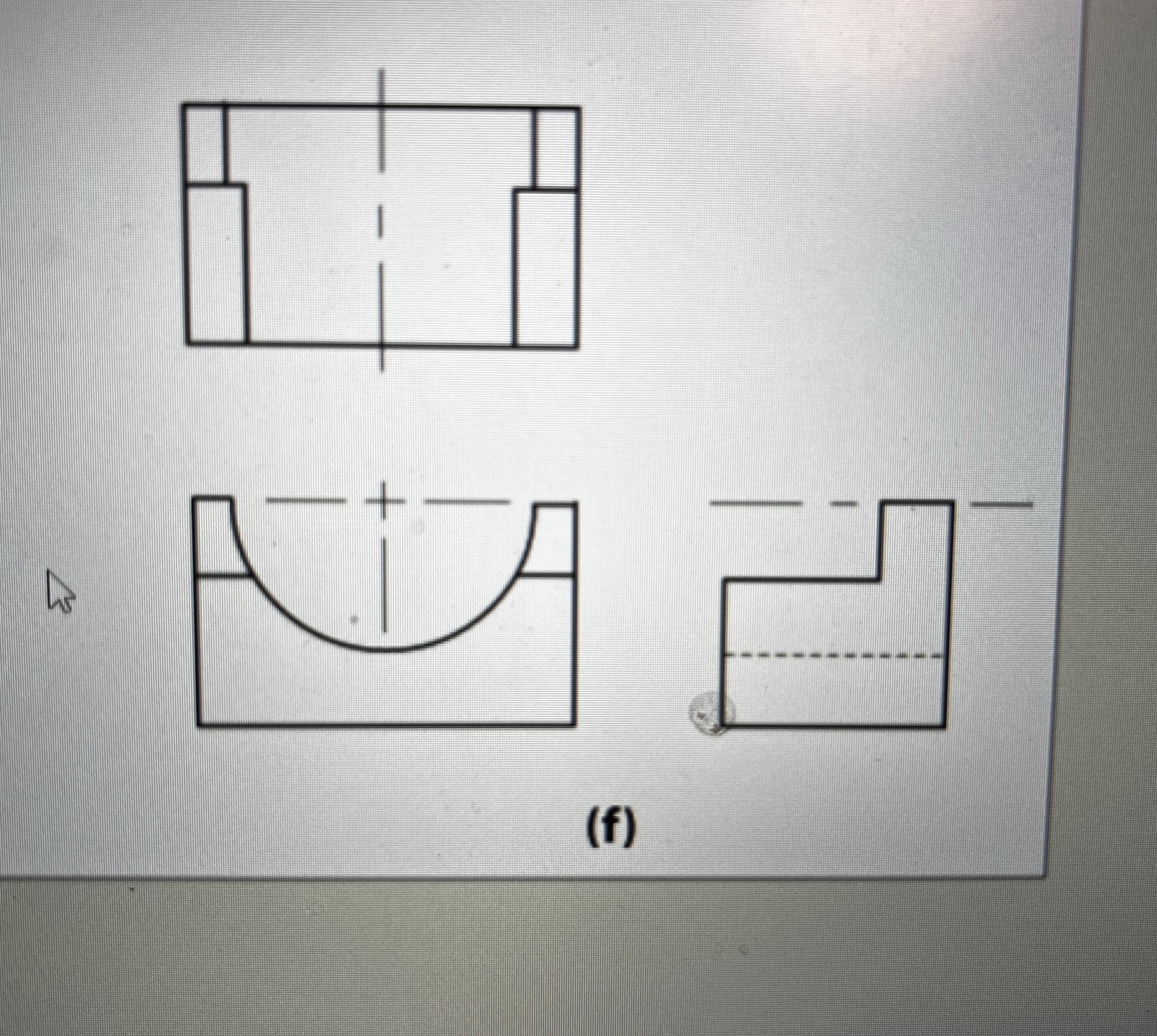 Sketch in Solidworks given front, top, and side