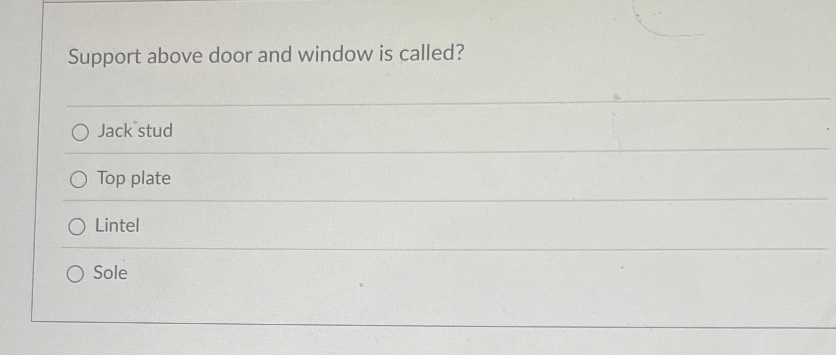 Support above door and window is called? Jack