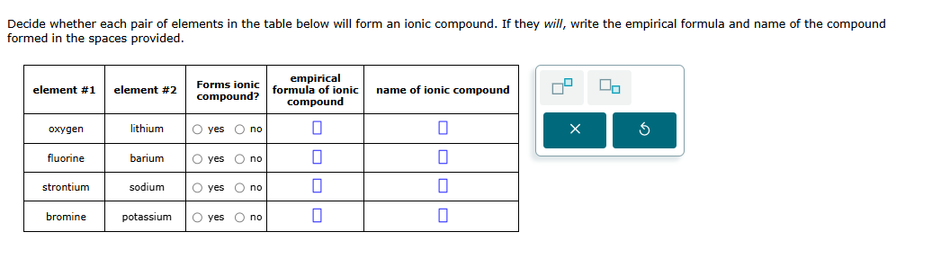 ans Decide whether each pair of elements in the