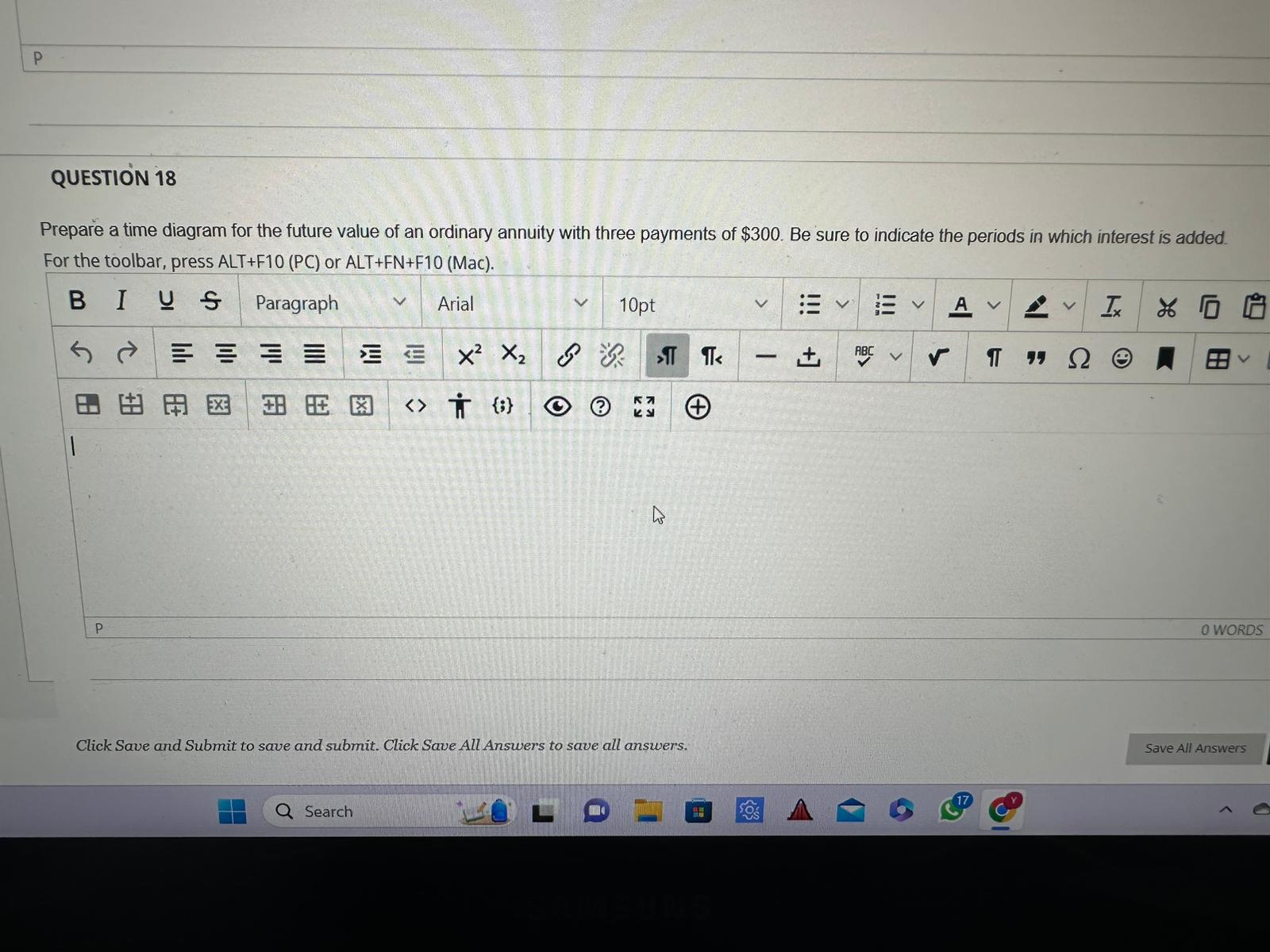 P QUESTION 18 Prepare a time diagram for the