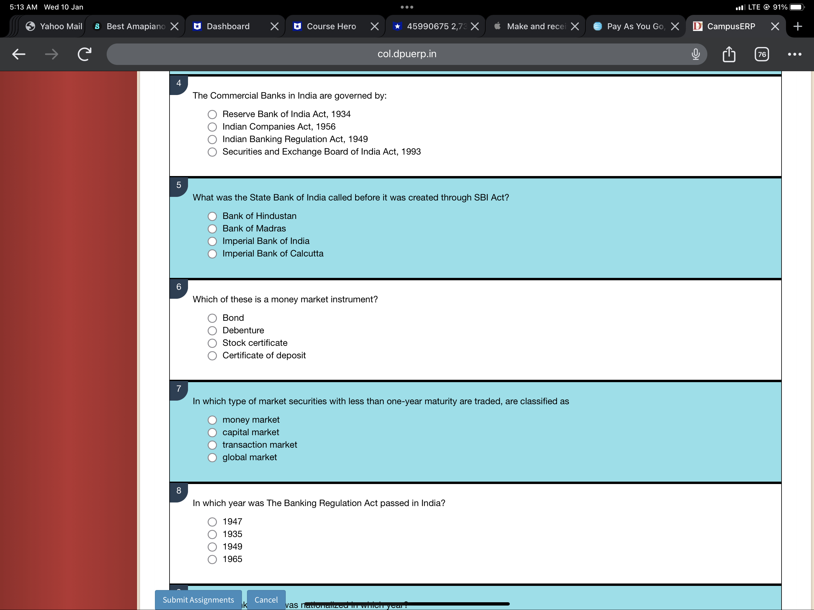 5:13 AM Wed 10 Jan . . . . LTE @ 91% Yahoo Mail|