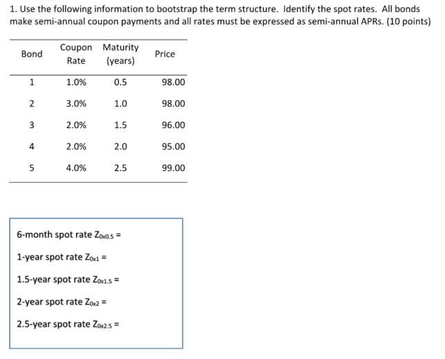 1. Use the following information to bootstrap the