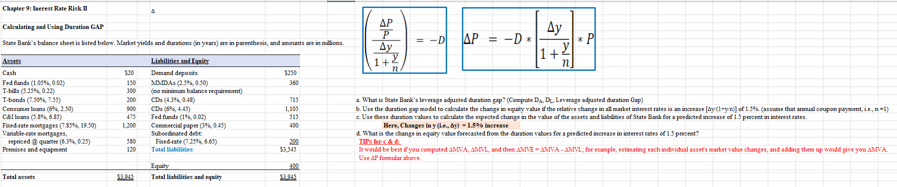 Chapter 9: Inerest Rate Risk II Calculating and