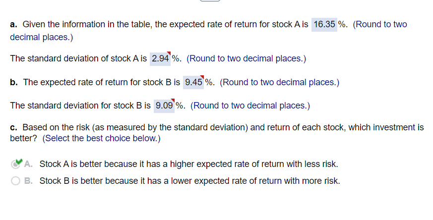 a. Given the information in the table, the