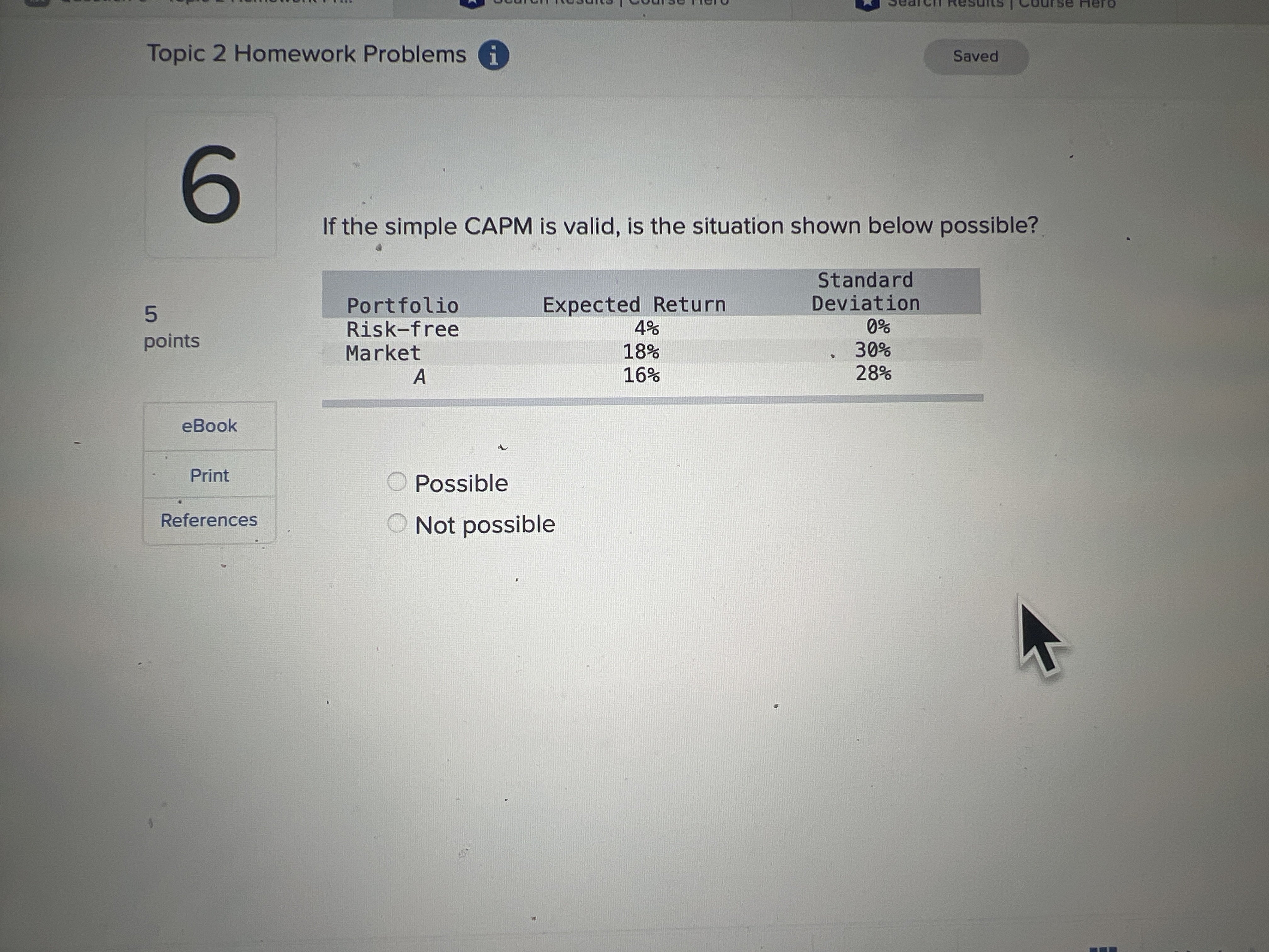 Topic 2 Homework Problems i Saved 6 If the simple
