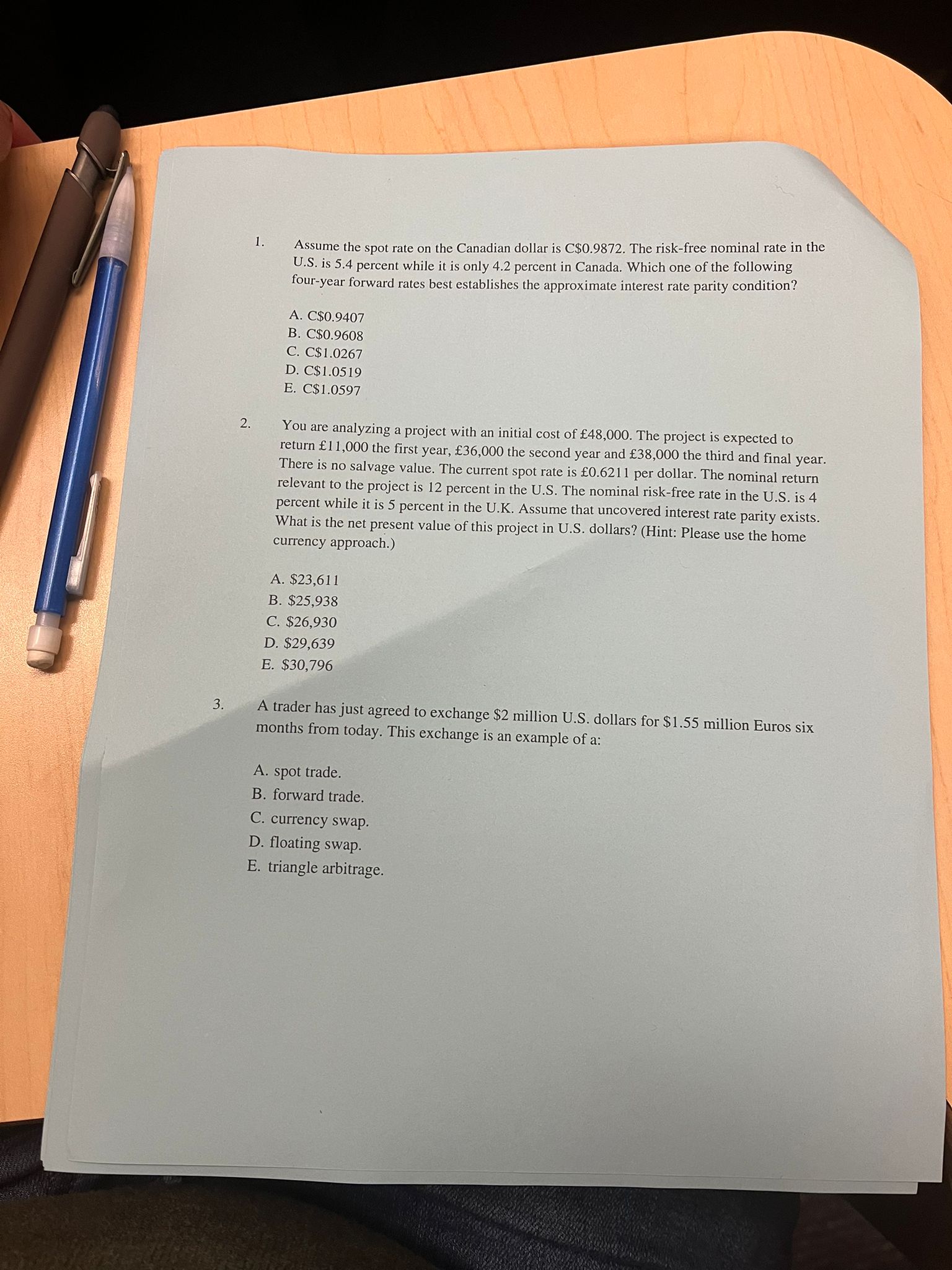 N 4610 Formula Sheet - FIN 4610 Midterm 2 1.