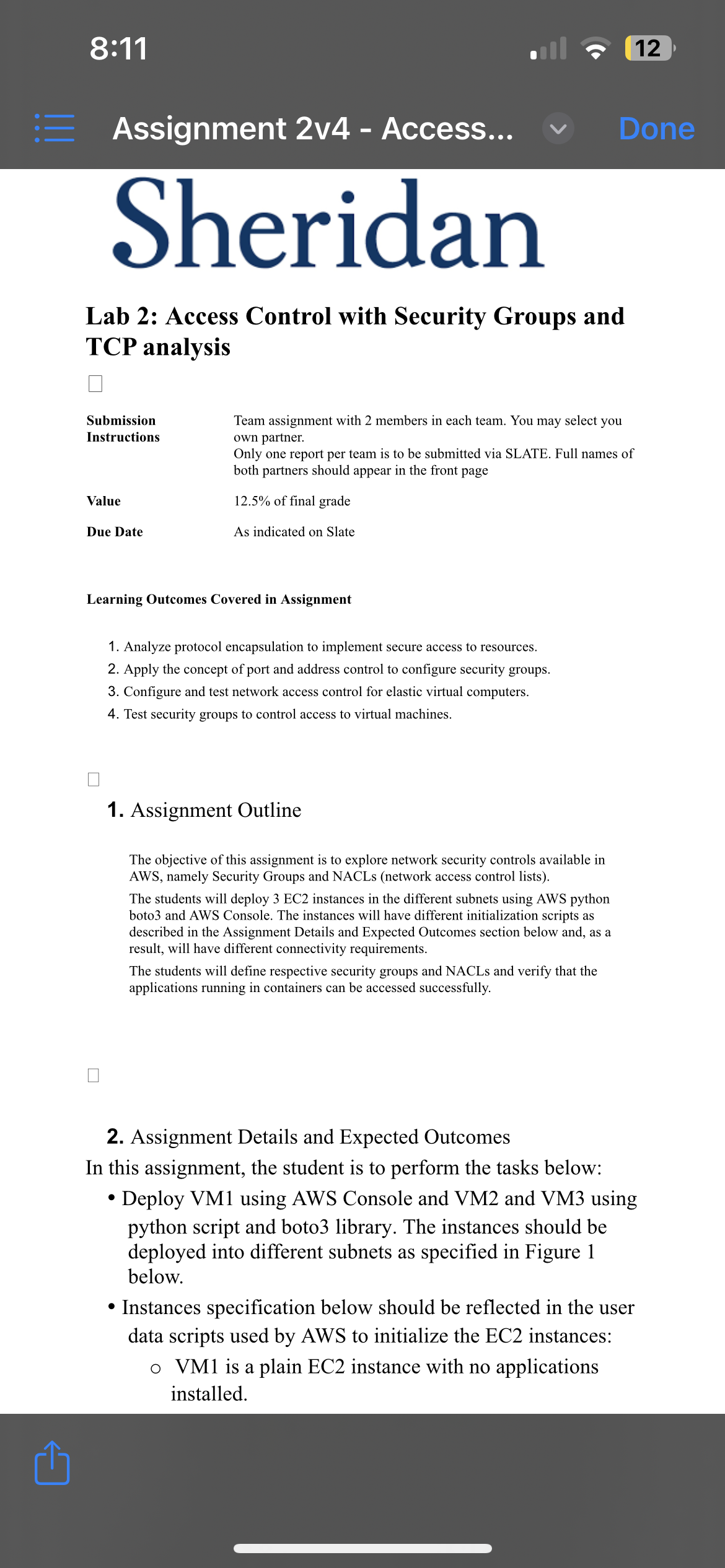 Assignment 2V4 - Access... Sheridan Lab 2: Access