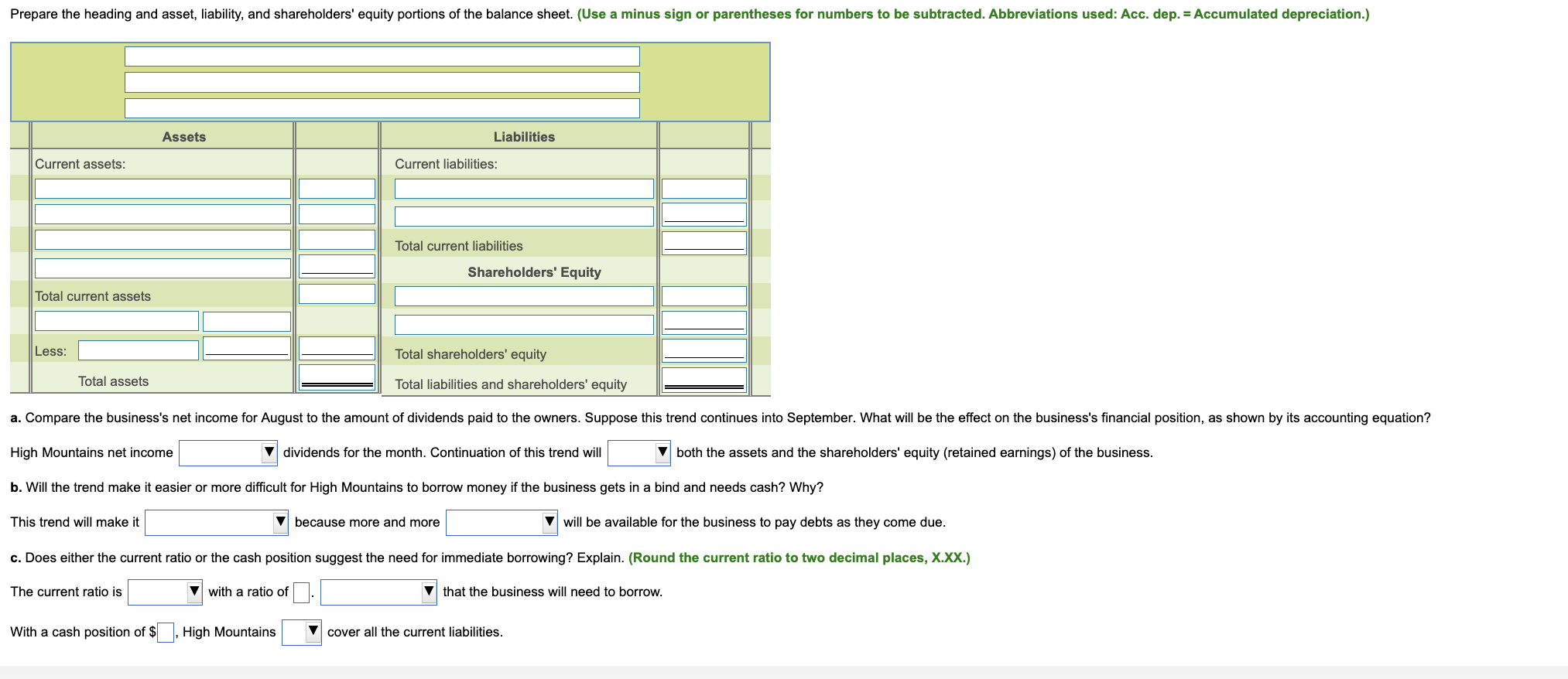Requirement 1. Using the worksheet. prepare the