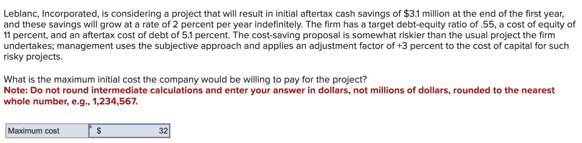 do I put the answer In millions or just 32??