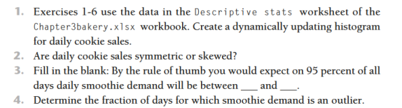 Exercises 1-6 use the data in the Descriptive