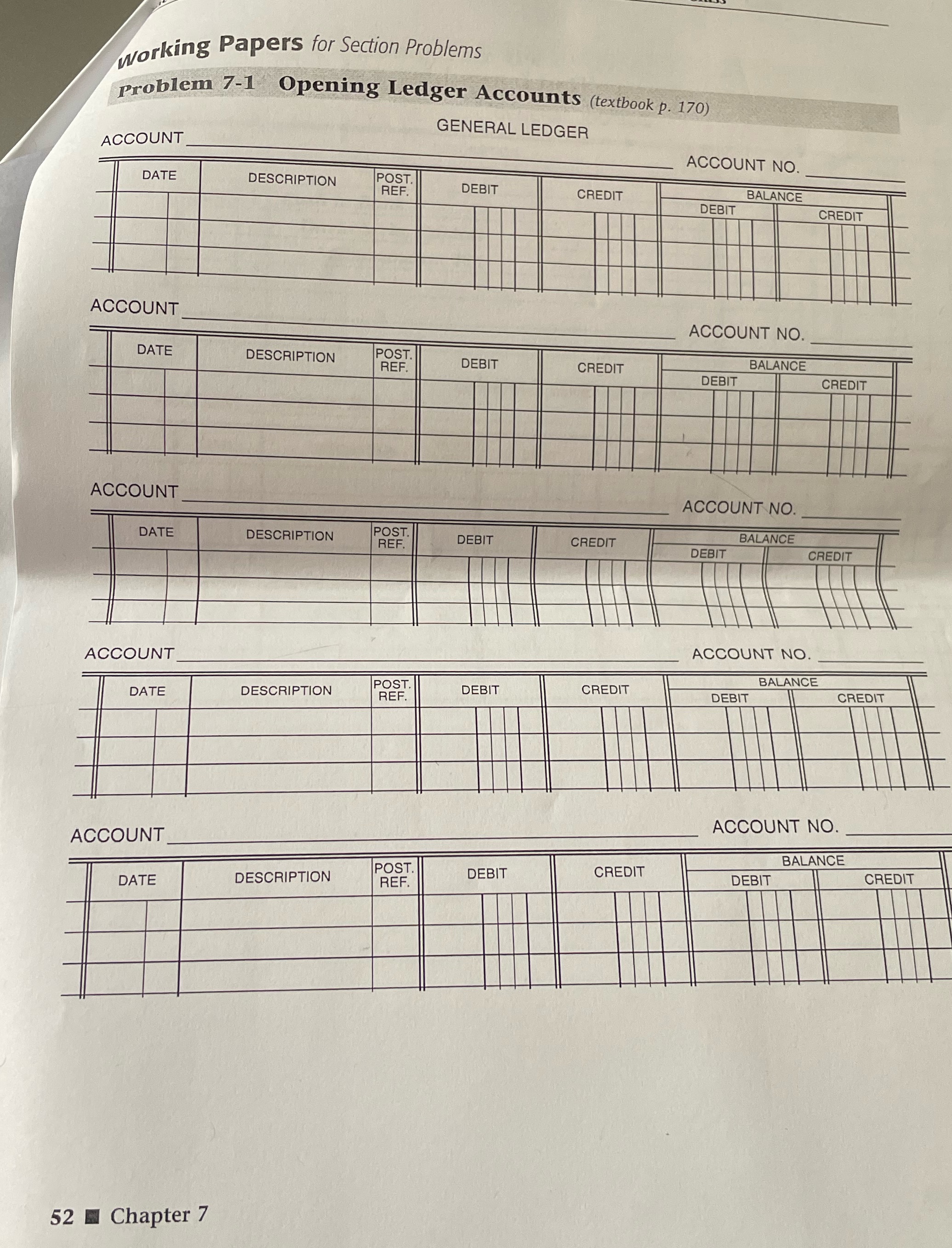 working Papers for Section Problems Problem 7-1