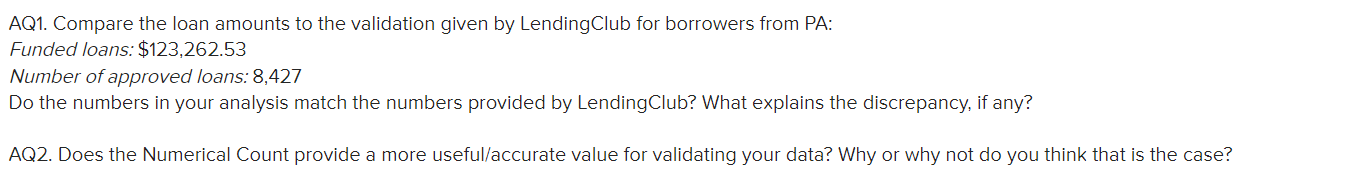 A01. Compare the loan amounts to the validation