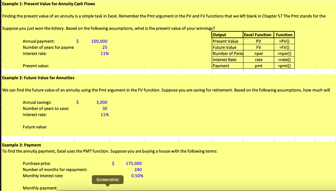 Example 1: Present Value for Annuity Cash Flows