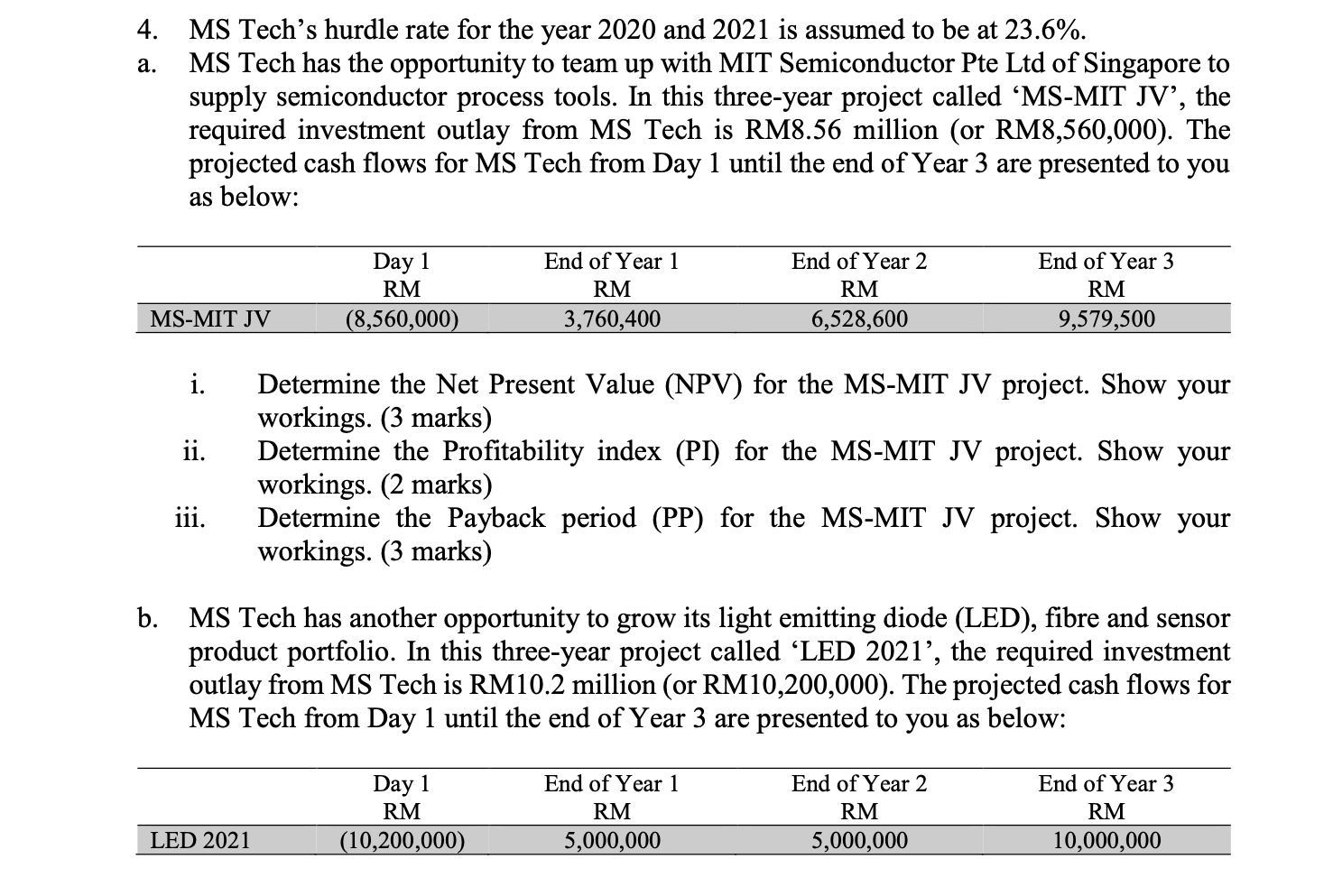 USE THE INFORMATION BELOW TO ANSWER SECTION A AND