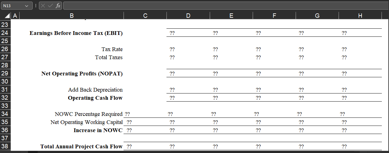 Solve all problems in the Excel file provided.