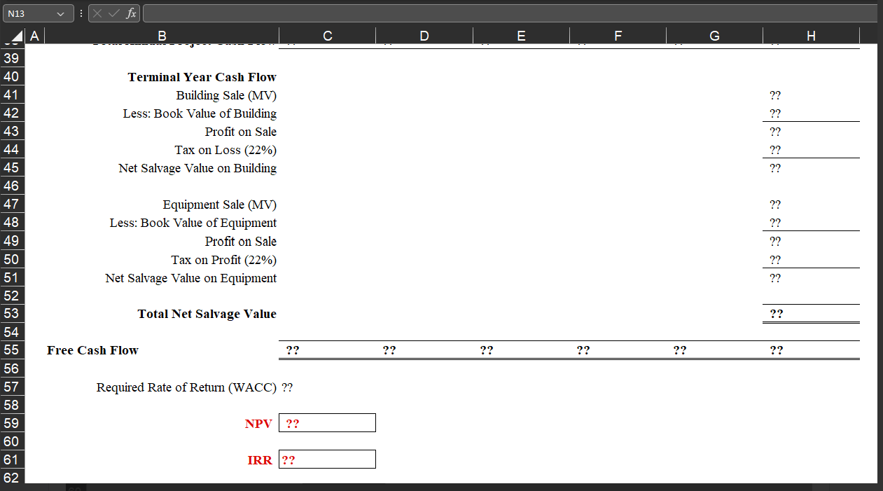 Solve all problems in the Excel file provided.