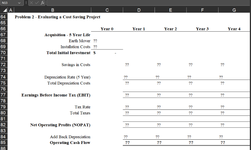 Solve all problems in the Excel file provided.