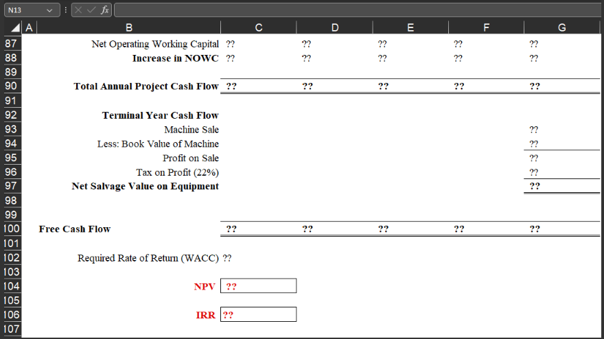 Solve all problems in the Excel file provided.