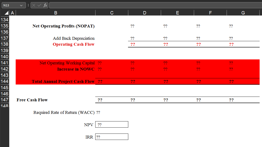 Solve all problems in the Excel file provided.