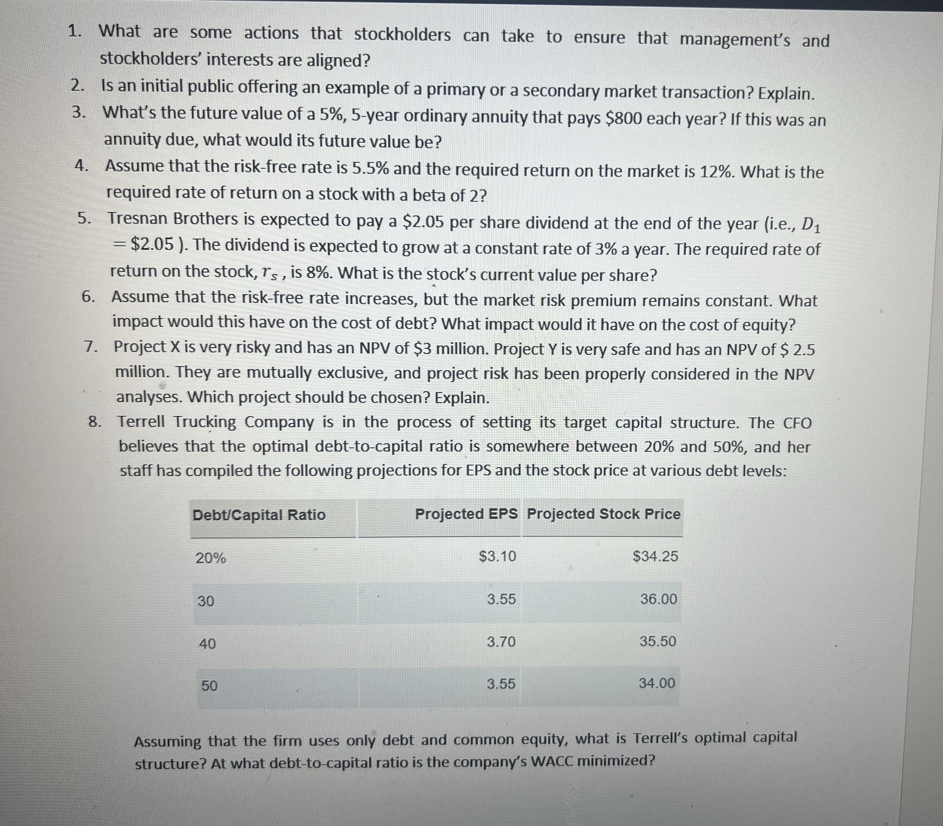 Please answer questions 1 through 5 ONLY ! Thank