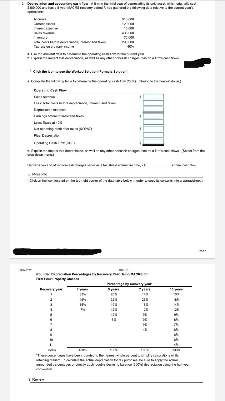 Worked Solution (Formula Solution) a. Operating