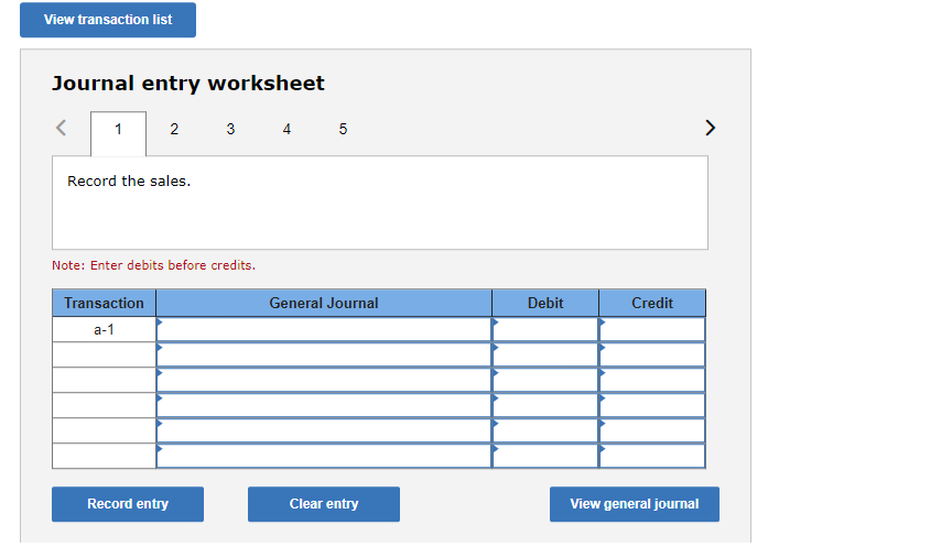 View transaction list Journal entry worksheet < 1