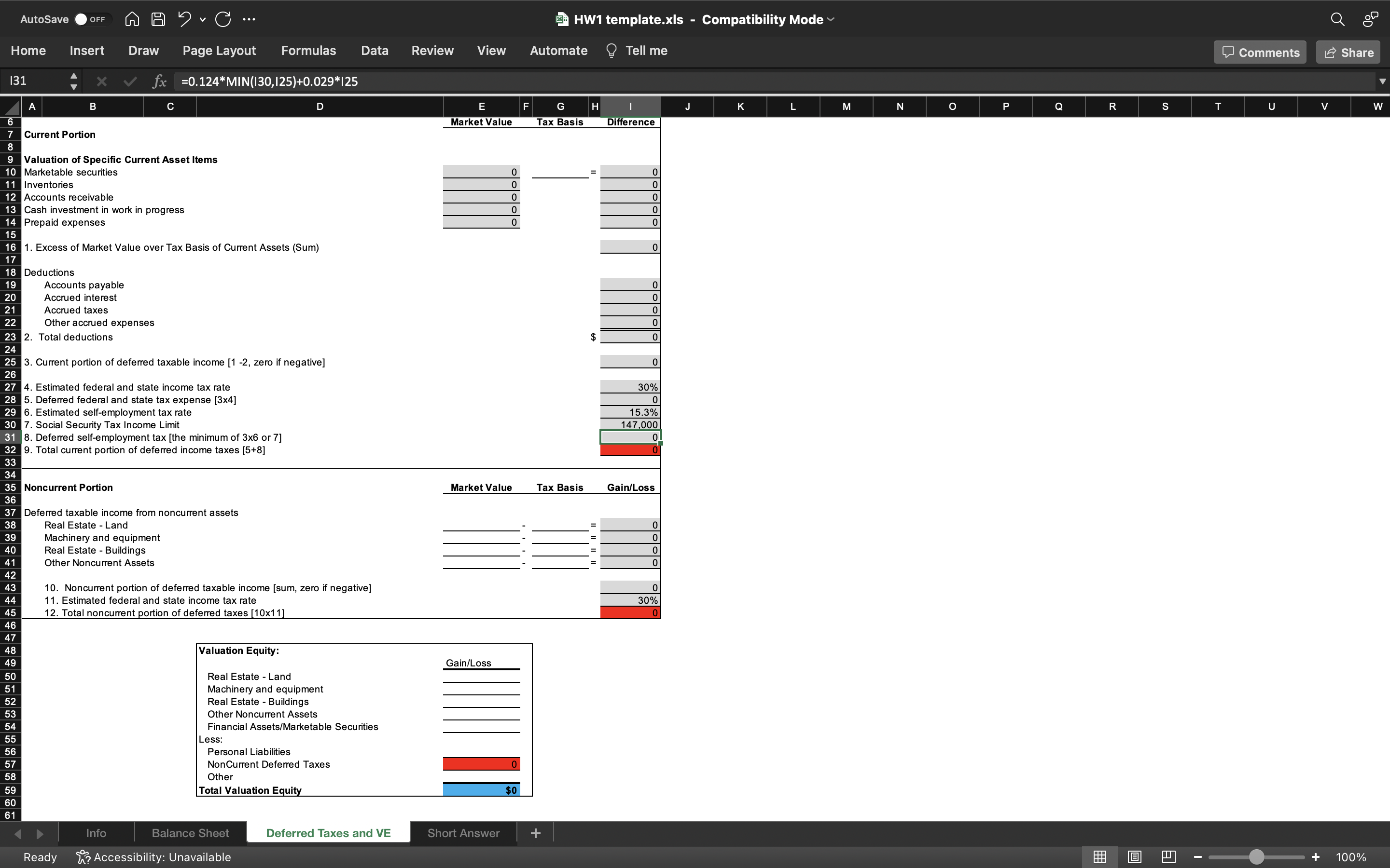 AutoSave OFF AH ? C ... HW1 template.xIs -