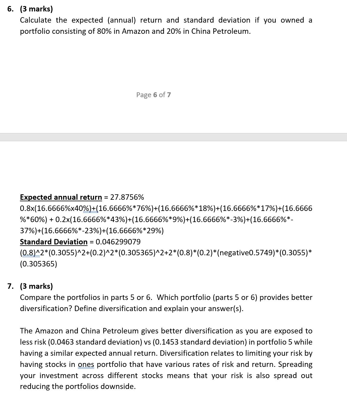 Part 2 (25 marks) risk and return You are