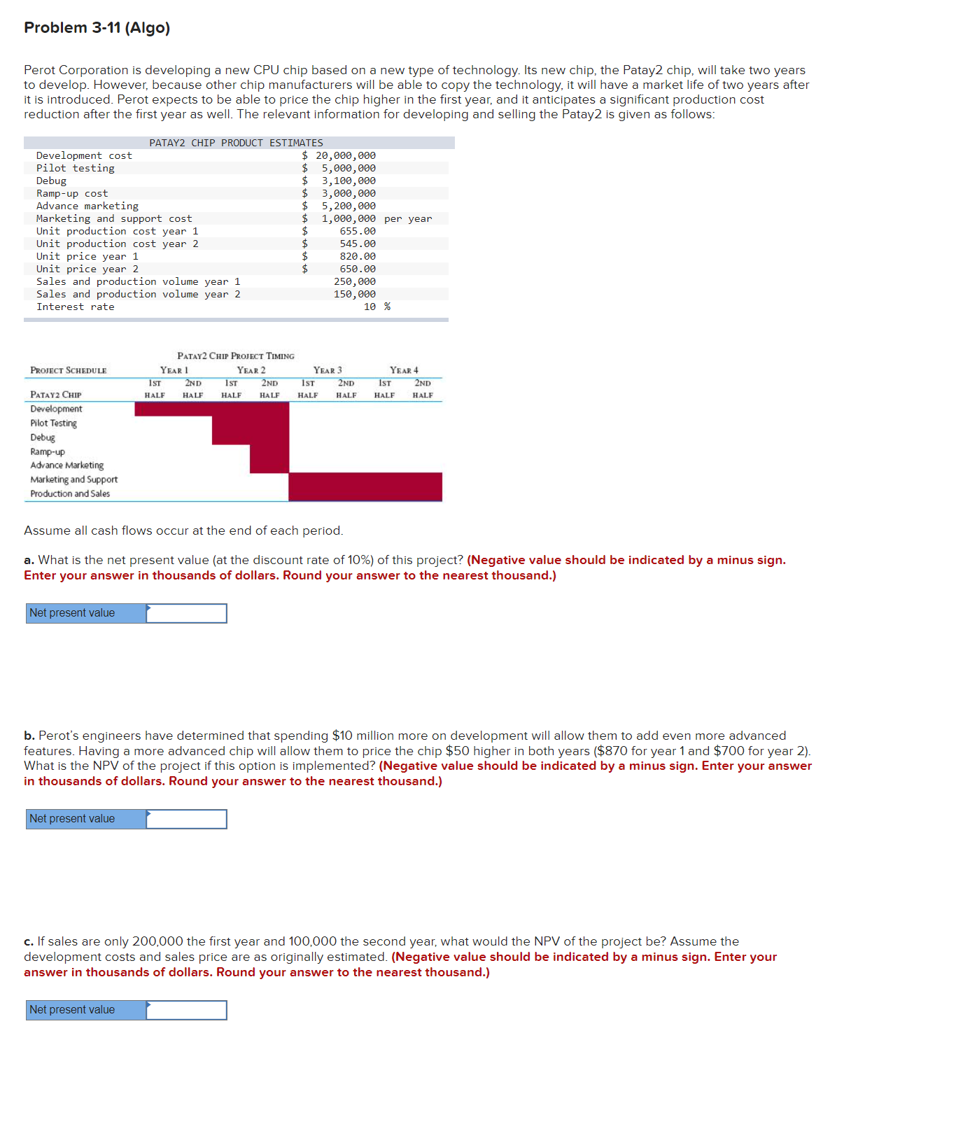 Problem 3-11 (Algo) Perot Corporation is