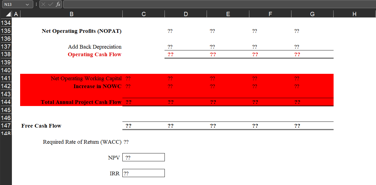 Solve all problems in the Excel file provided