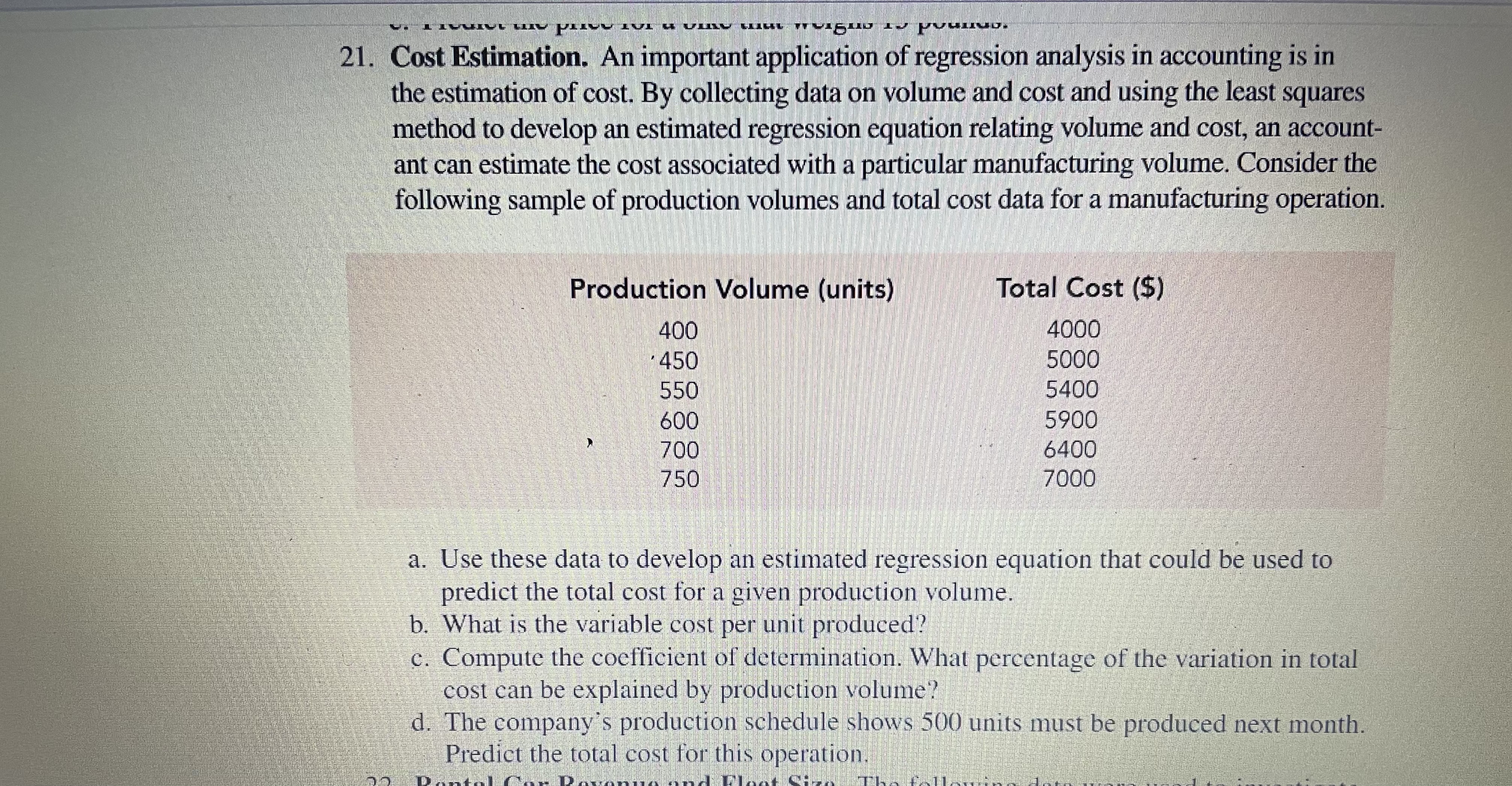 21. Cost Estimation. An important application of