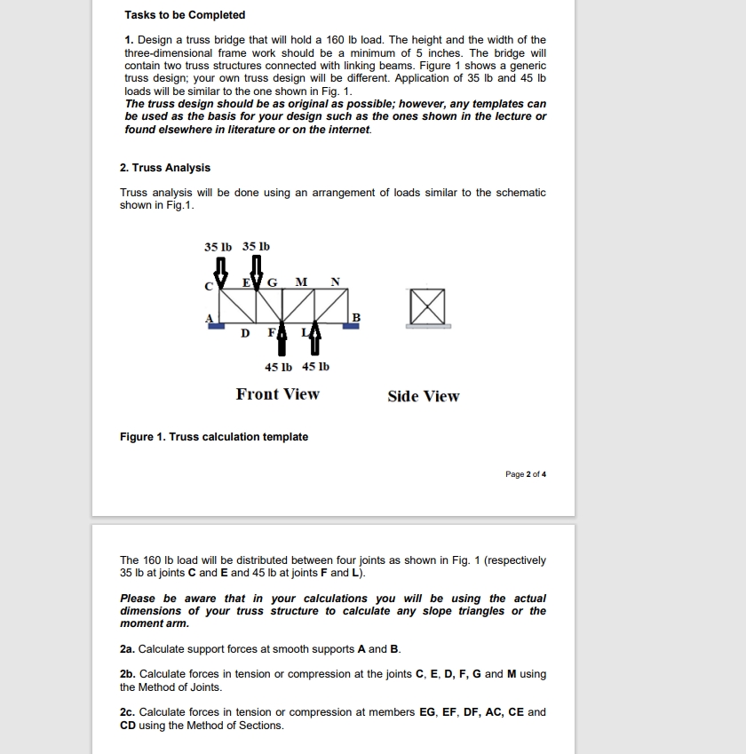 ans Tasks to be Completed 1. Design a truss