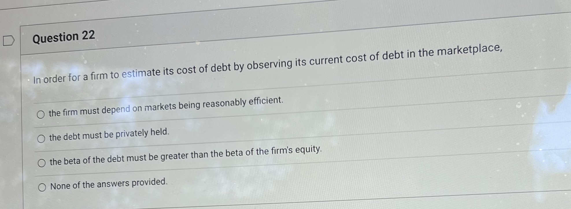 Question 22- Choose between multi choice options