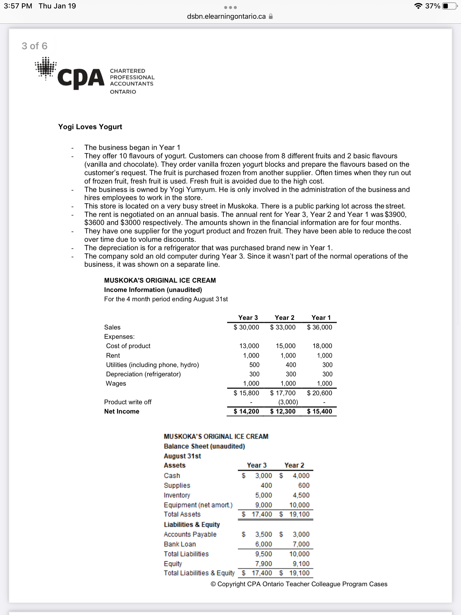 3:57 PM Thu Jan 19 dsbn.elearningontario.ca E