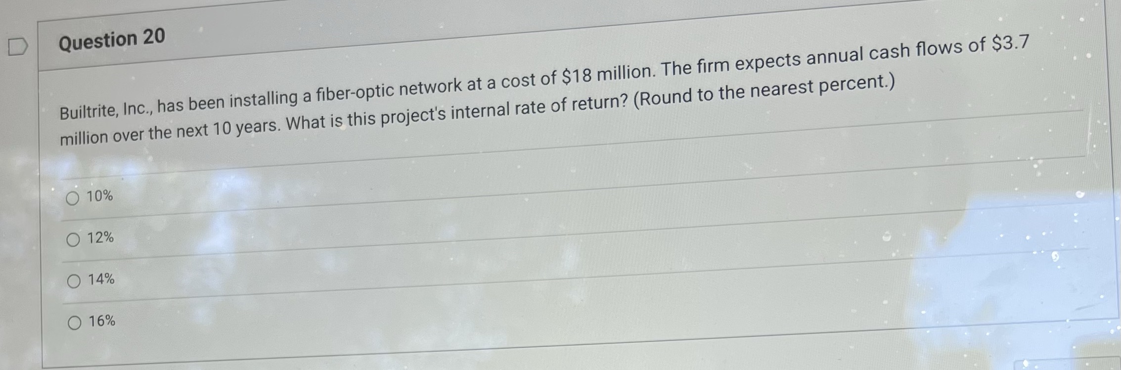 Question 20- Choose between multi choice options