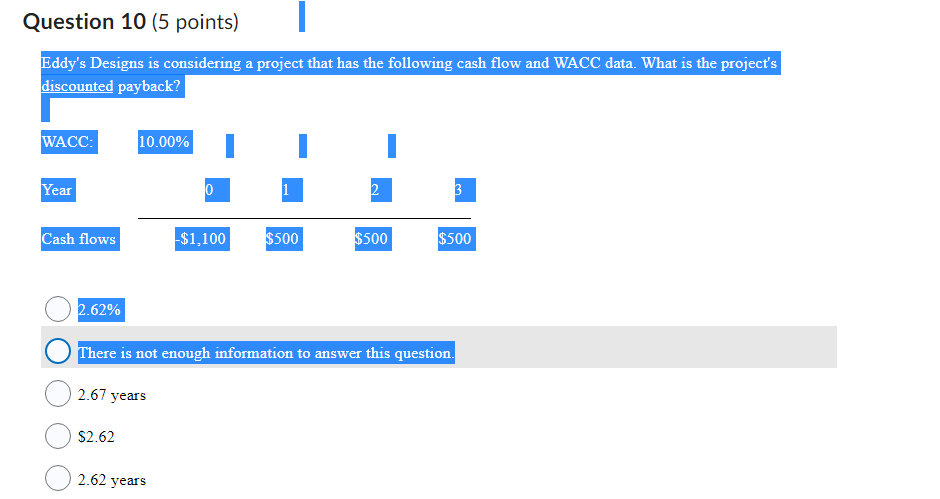 Question 9 (5 points) Jumpy Inc. is considering a
