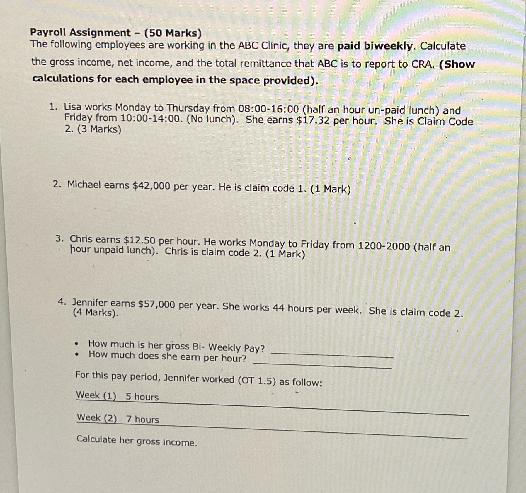 Please answer this quickly Payroll Assignment -