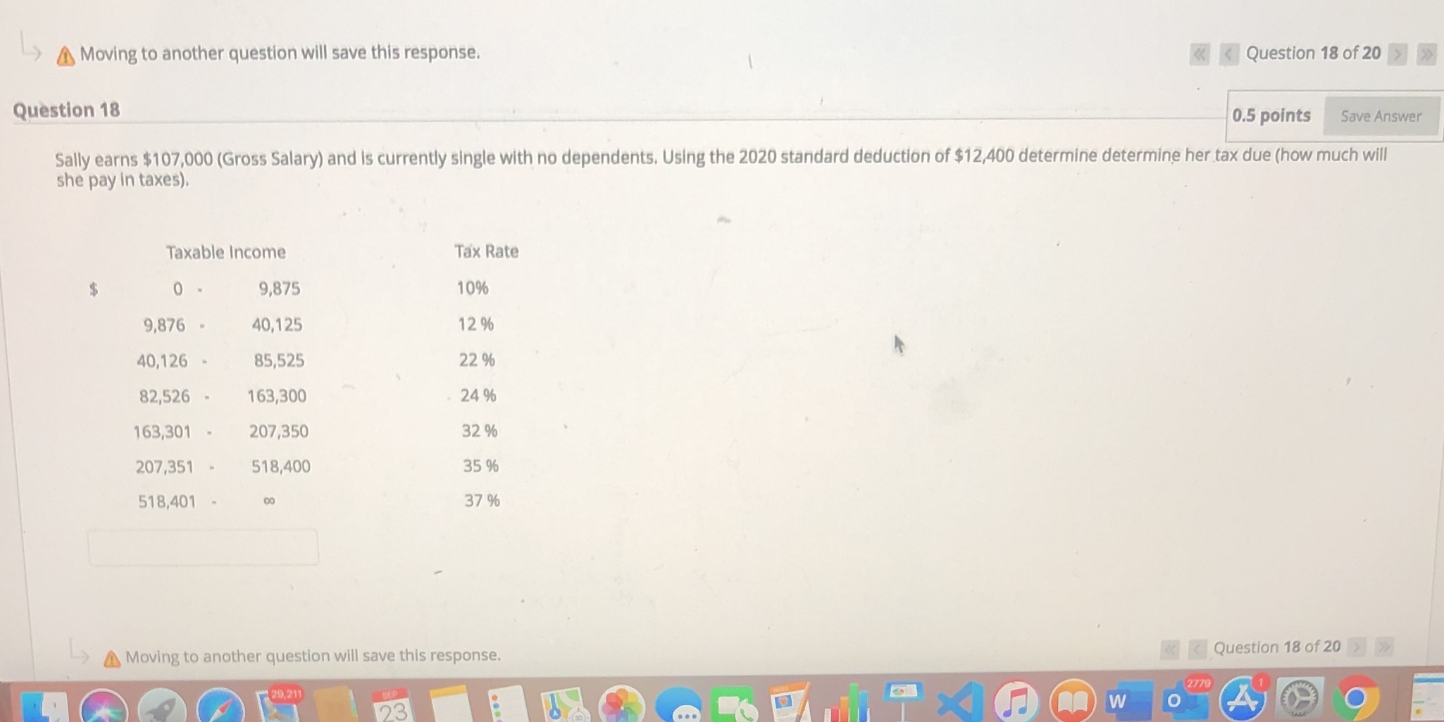 Moving to another question will save this