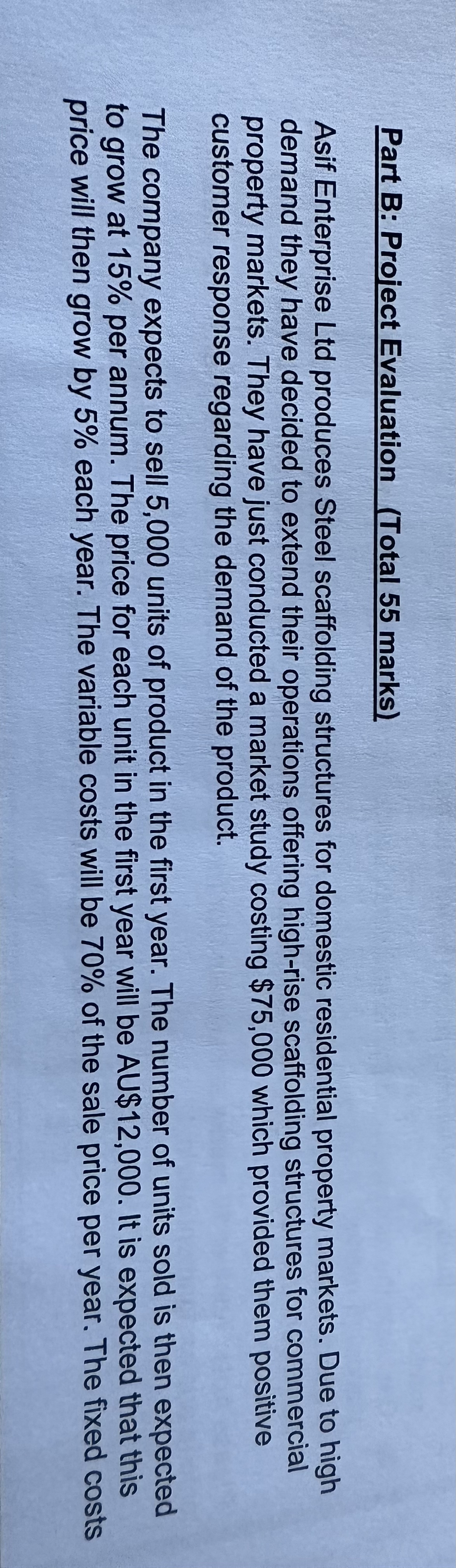 Part B: Project Evaluation (Total 55 marks) Asif