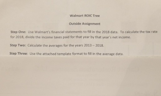 Walmart ROIC Tree Outside Assignment Walmart ROIC