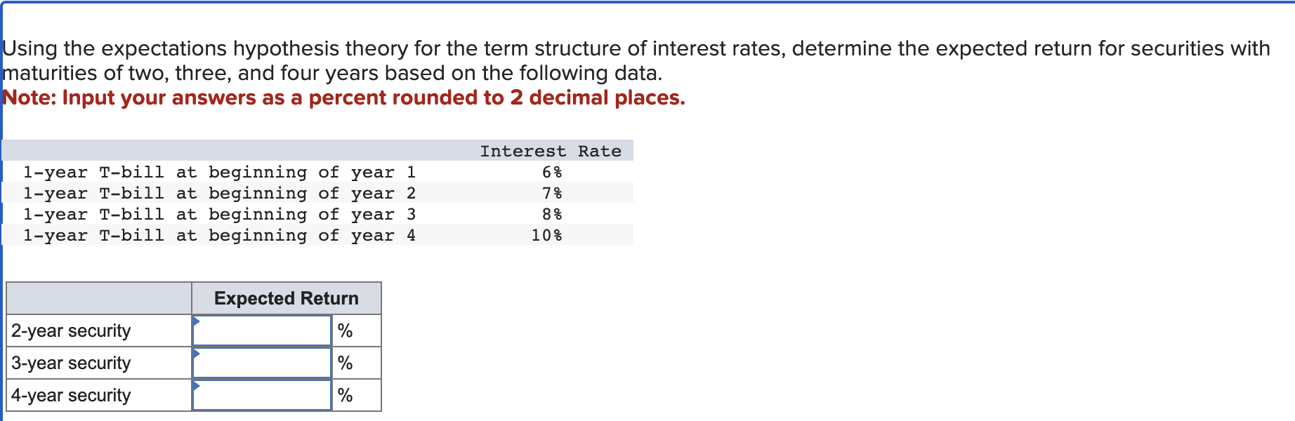 see below sing the expectations hypothesis theory