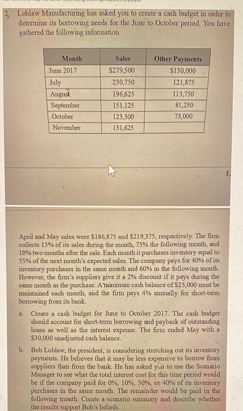 Show in excel. Need help solving using excel